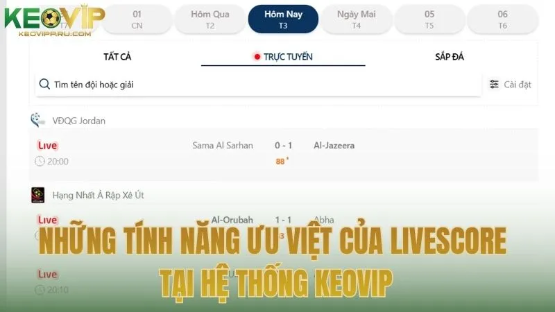 Những tính năng ưu việt của Livescore tại hệ thống KEOVIP